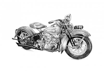 Motorradillustration von 1948 von Kulik