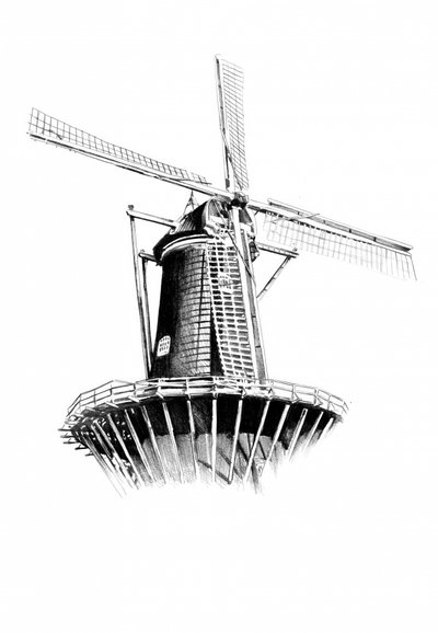 Klassische niederländische Windmühle von Kulik