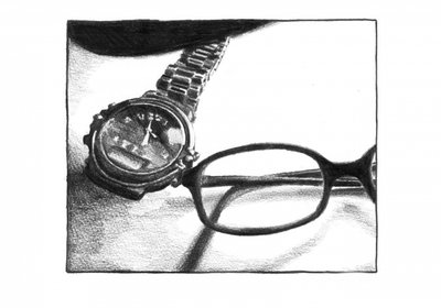 Klassische Uhr und Brille Zeichnung von Kulik