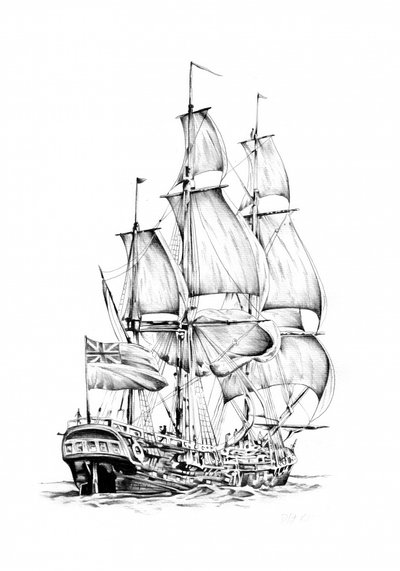 Historischer Großsegler von Kulik