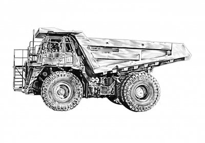 Industrieller Bergbau-LKW Skizze von Kulik