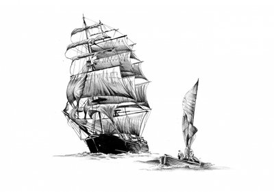 Segelschiff und Beiboot von Kulik