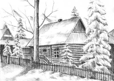 Verschneite Winterhütte von Kulik