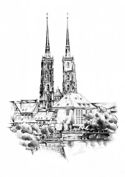 Wrocław Kathedrale am Flussufer von Kulik