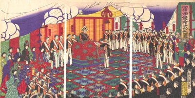 Ansicht der Verkündung der Verfassung, März 1889 von Kunitoshi