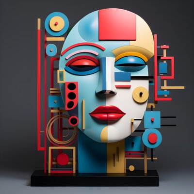3D-Skulptur eines schönen menschlichen Gesichts von Kurt Heppke