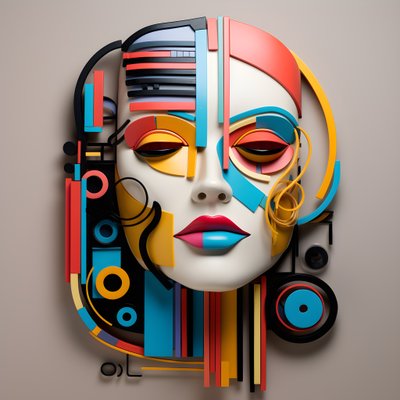 3D-Skulptur eines schönen menschlichen Gesichts von Kurt Heppke