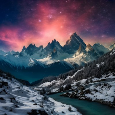 Die schneebedeckten Gipfel der Alpen leuchten wie ein Regenbogen in der Nacht 3 von Kurt Heppke