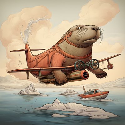 Ein Walross fliegt ein Flugzeug 4 von Kurt Heppke