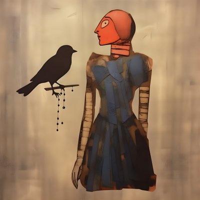 Holzpuppe und Vogel von Kurt Heppke