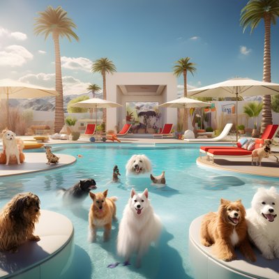 Hunde-Poolparty in Palm Springs 1 von Kurt Heppke