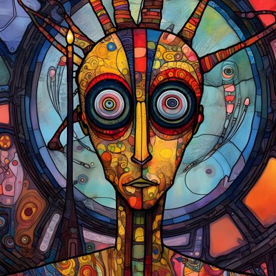 Karneval Cajun Sumpf Mutant Sci-Fi Droide, im künstlerischen Stil von Tim Burton und Beksinski 4 von Kurt Heppke