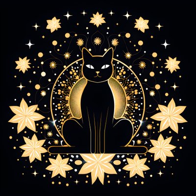 Katze in Meditation auf einer Lotusblume sitzend von Kurt Heppke