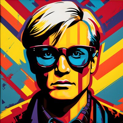 Pop-Art-Porträt, Halbfigur, farbenfroh, grafisch, Morgen, im Stil von Andy Warhol, Roy Lichtenstein, Robert Rauschenberg, Jasper Johns, Keith Haring von Kurt Heppke