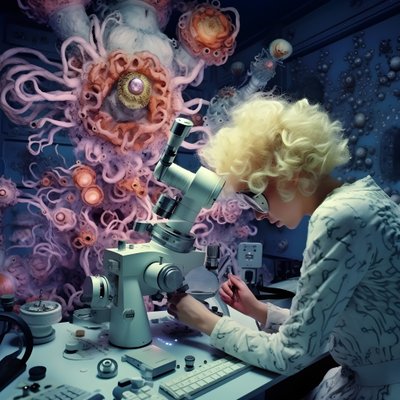 Super-Resolution Electron Microscope Shot of Woman im künstlerischen Stil von David LaChapelle 1 von Kurt Heppke