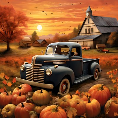 Ein alter Pickup an einem herbstlichen Abend bei Sonnenuntergang von Kurt Heppke
