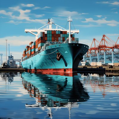 Ein großes Schiff im Wasser von Kurt Heppke