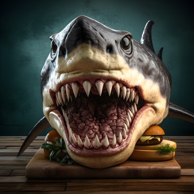 Haifischkopf-Cheeseburger mit Rindfleisch von Kurt Heppke