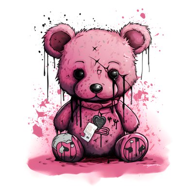 Rosafarbener Unisex-Teddy mit einem braunen Tattoo auf der Stirn 2 von Kurt Heppke