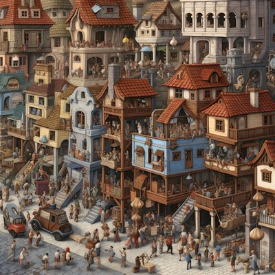 Stadt mit vielen Menschen, realistisch von Kurt Heppke