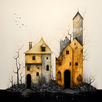 zwei Häuser in Gold von Kurt Heppke
