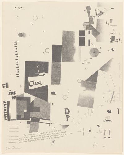 Ohne Titel, Nr. 6 von 6 aus dem Portfolio Merz 3. Kurt Schwitters 6 Lithos. Merz Mappe. Erste Mappe des Merzverlages von Kurt Schwitters