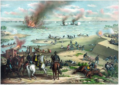 Amerikanischer Bürgerkrieg (1861-1865): Schlacht von Hampton Roads 8.-9. März von Kurz and Allison