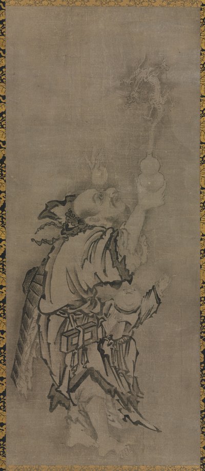 Hotei mit daoistischen Unsterblichen: Unsterblicher mit Kürbis und Drache von Kyūseki Tomonobu