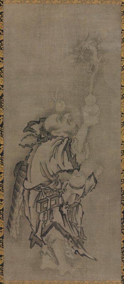 Hotei mit daoistischen Unsterblichen: Unsterblicher mit Kürbis und Drache, ca. 1575-1600 von Kyūseki Tomonobu