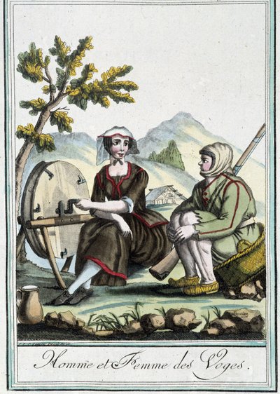 Mann und Frau aus den Vogesen - in „Encyclopédie des voyages“ von J. Grasset St Sauveur, Deron, Paris von L.F. Labrousse
