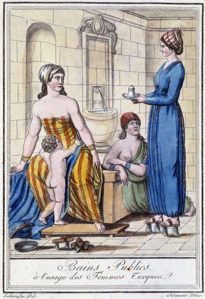Öffentliche Bäder für türkische Frauen - in „Enzyklopädie der Reisen“ von J. Grasset St Sauveur, Deroy, Paris von L.F. Labrousse