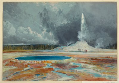 Druck, Castle Geyser, Upper Geyser Basin, Yellowstone Nationalpark von L. Prang and Company