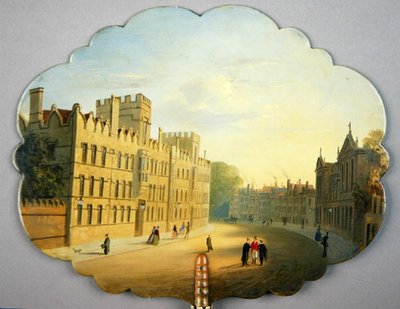 Viktorianischer Bildschirm, mit einer Szene der Oxford High Street und des Queen