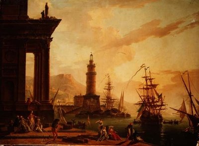 Capriccio eines Mittelmeerhafens mit einem niederländischen Fregatte und anderen Schiffen von La Croix de Marseilles