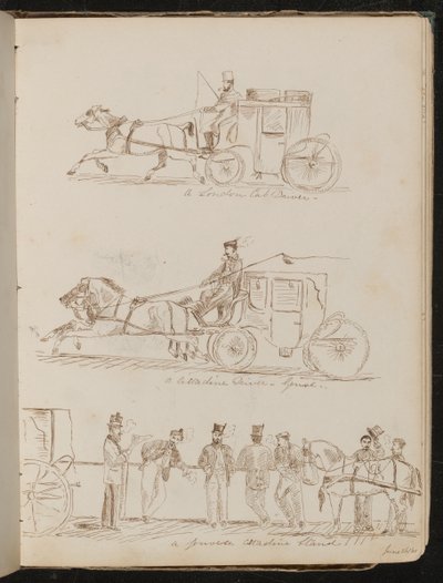 Studien von "einem Londoner Kutscher", "einem Cittadine-Kutscher - Genua" und "einem genuesischen Cittadine-Stand", datiert "26. Juni/61" von Lady Butler