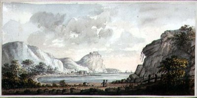 Landschaft mit zwei Figuren, die auf eine Bucht blicken, um 1825 von Lady Egerton