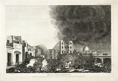 Ansicht von Torro del Greco: Aufgenommen am 8. Tag nach dem Ausbruch des Vesuvs, 15. Juni 1794, 1822 (Gravur & Radierung) von Lady H. Fitzgerald