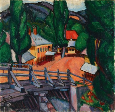 Landschaft mit einer Brücke von Lajos Tihanyi