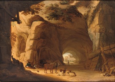 Hirten und ihr Vieh ruhen in einer Grotte von Lambert Doomer