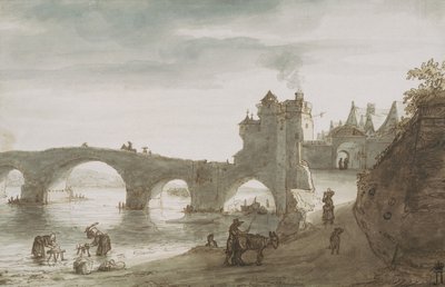 Brücke über die Loire bei Amboise, 1640er Jahre von Lambert Harmensz Doomer