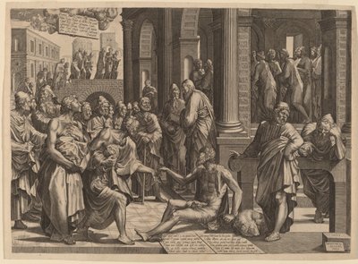 Die Apostel Petrus und Johannes heilen den Gelähmten von Lambert Suavius