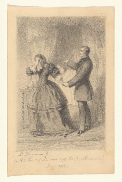 Ehepaar am Sterbebett ihres Kindes von Lambertus Lingeman (signed by artist)