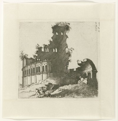 Runde Ruine (Ruinarum variarum fabricarum delineationes pictoribus caeterisque id genus artificibus multum utiles) von Lambertus Suavius