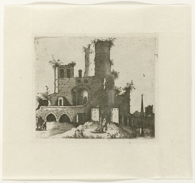 Ruine mit rechteckigem Turm von Lambertus Suavius