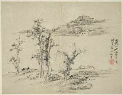 Landschaft im Stil der alten Meister: nach Ni Zan (1301-1374) von Lan Ying