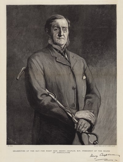 Berühmtheiten des Tages, der ehrenwerte Henry Chaplin, MP, Präsident des Landwirtschaftsrates von Lance Calkin