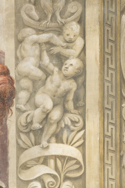 Putti, Dekorationen um die Fenster von Lattanzio Gambara