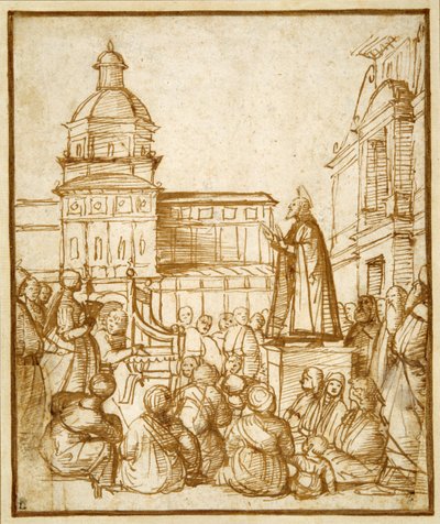 Der heilige Markus predigt auf dem Platz von Lattanzio da (attr. to) Rimini
