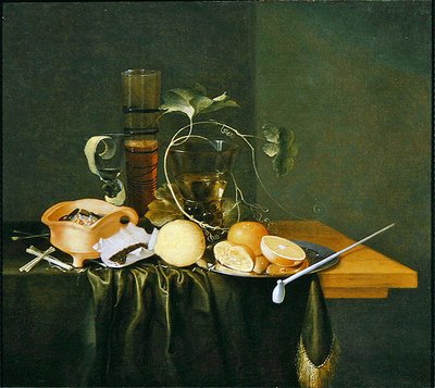 Stillleben eines Römer umgeben von Weintendrils und Früchten von Laurens Craen