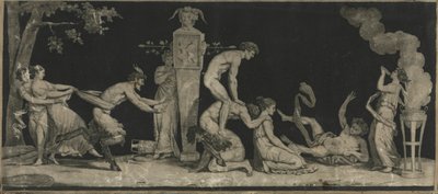 Bacchanal, Das Spiel des Bockspringens, ca. 1785 von Laurent Guyot